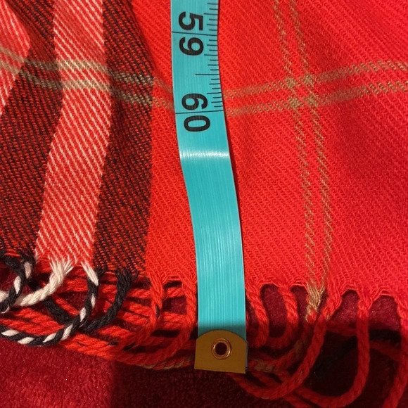 Indigo Super Soft  Plaid oversized Scarf with Tassels - Picture 4 of 8